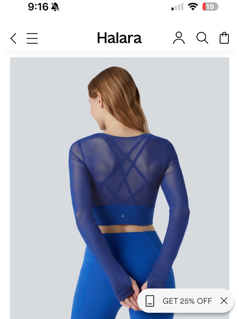 HALARA Cobalt Blue Long-Sleeve Cropped Active Top